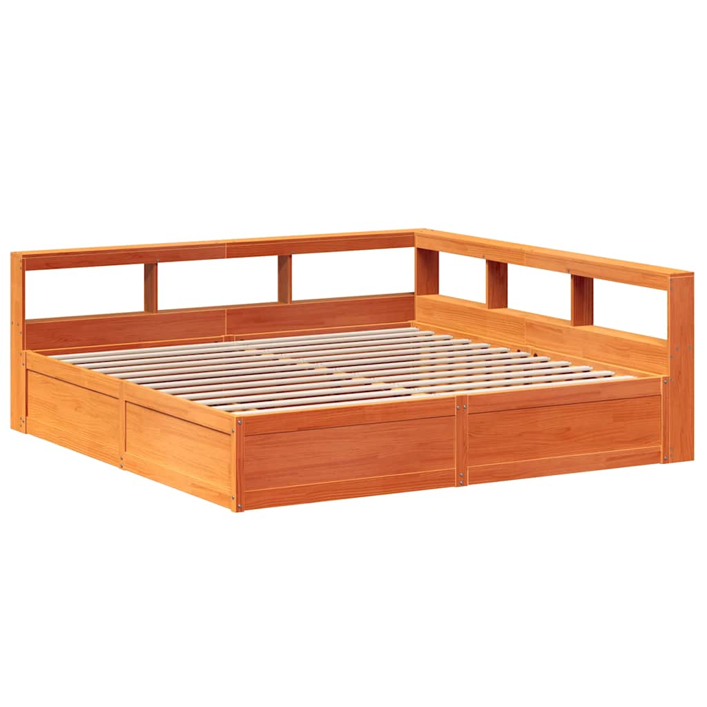 Bookcase Bed without Mattress Wax Brown 180x200cm Solid Wood Pine