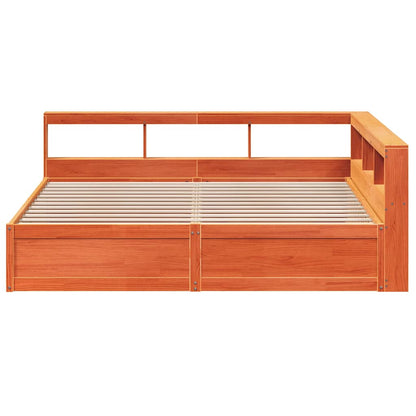 Bookcase Bed without Mattress Wax Brown 180x200cm Solid Wood Pine
