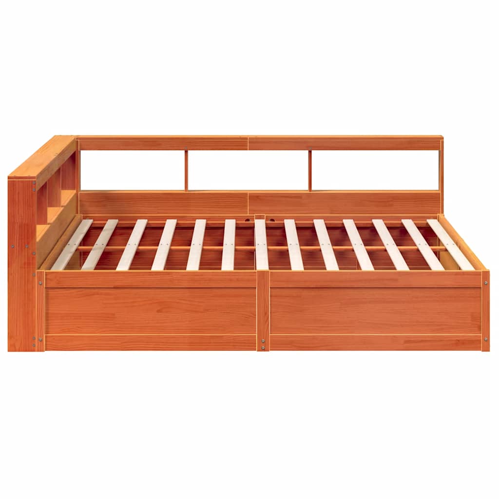 Bookcase Bed without Mattress Wax Brown 180x200cm Solid Wood Pine