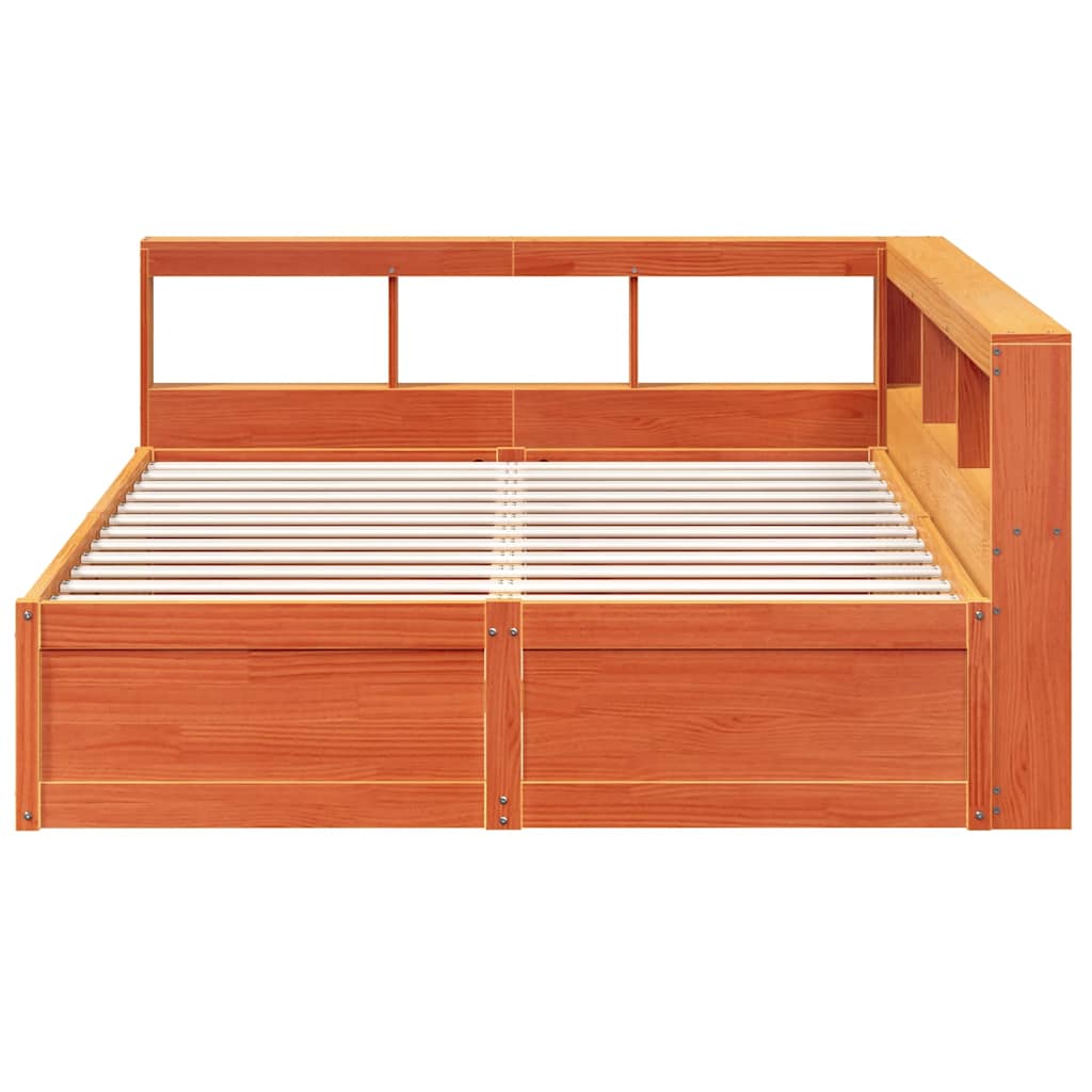Bookcase Bed without Mattress Wax Brown 140x200cm Solid Wood Pine