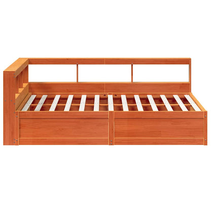 Bookcase Bed without Mattress Wax Brown 140x200cm Solid Wood Pine