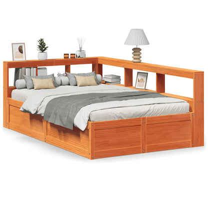 Bookcase Bed without Mattress Wax Brown 120x200cm Solid Wood Pine