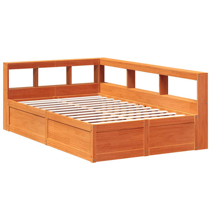 Bookcase Bed without Mattress Wax Brown 120x200cm Solid Wood Pine