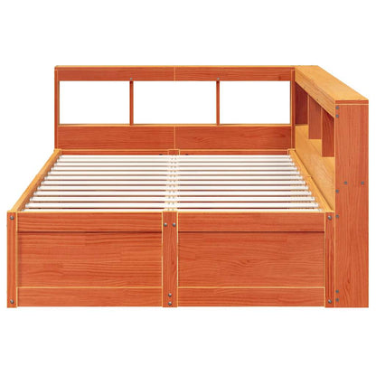 Bookcase Bed without Mattress Wax Brown 120x200cm Solid Wood Pine