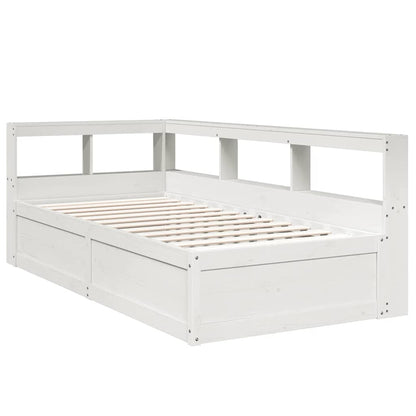 Bookcase Bed without Mattress White 75x190cm Solid Wood Pine