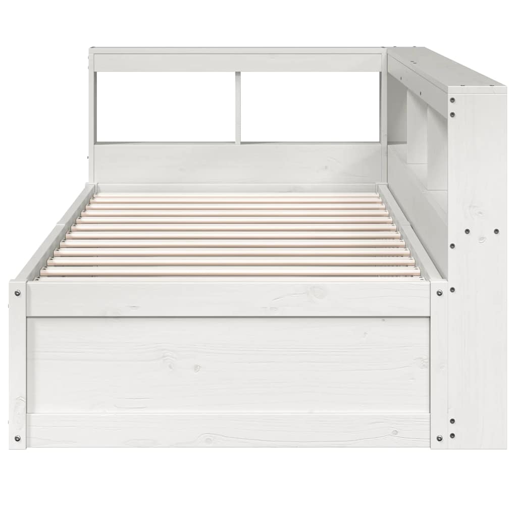 Bookcase Bed without Mattress White 75x190cm Solid Wood Pine
