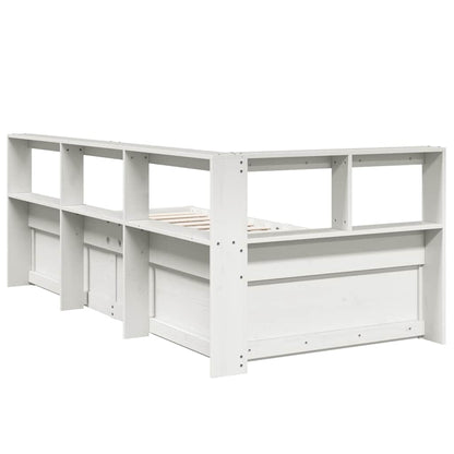 Bookcase Bed without Mattress White 75x190cm Solid Wood Pine