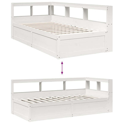 Bookcase Bed without Mattress White 75x190cm Solid Wood Pine