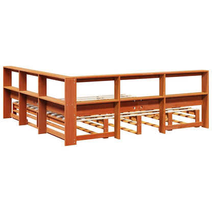 Bookcase Bed without Mattress Wax Brown 180x200cm Solid Wood Pine