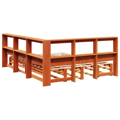 Bookcase Bed without Mattress Wax Brown 150x200cm Solid Wood Pine