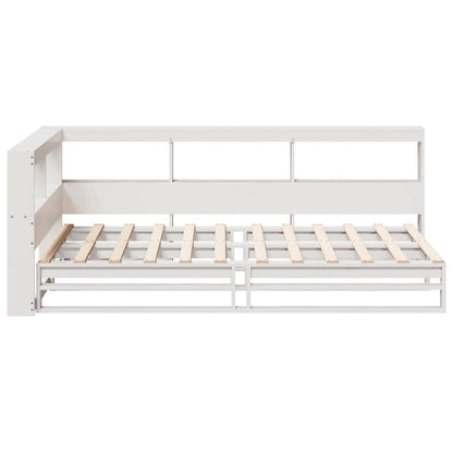 Bookcase Bed without Mattress White 75x190cm Solid Wood Pine