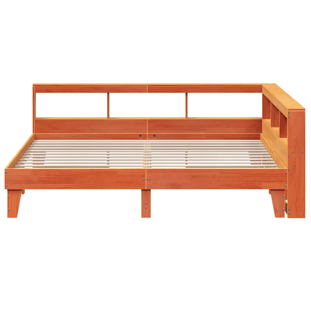 Bookcase Bed without Mattress Wax Brown 200x200cm Solid Wood Pine