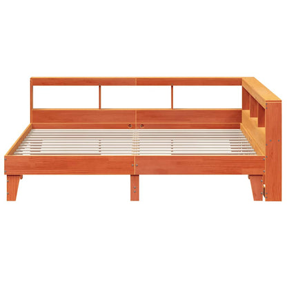 Bookcase Bed without Mattress Wax Brown 200x200cm Solid Wood Pine