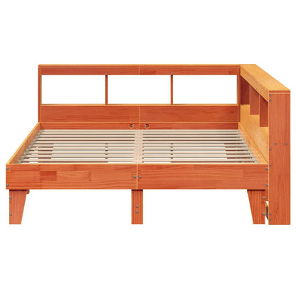 Bookcase Bed without Mattress Wax Brown 150x200cm Solid Wood Pine
