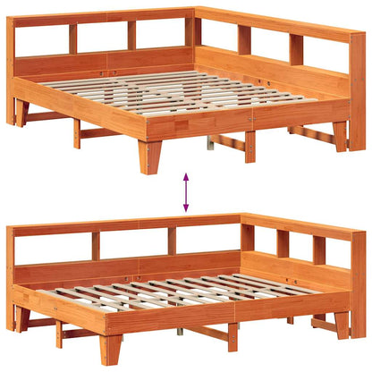 Bookcase Bed without Mattress Wax Brown 150x200cm Solid Wood Pine