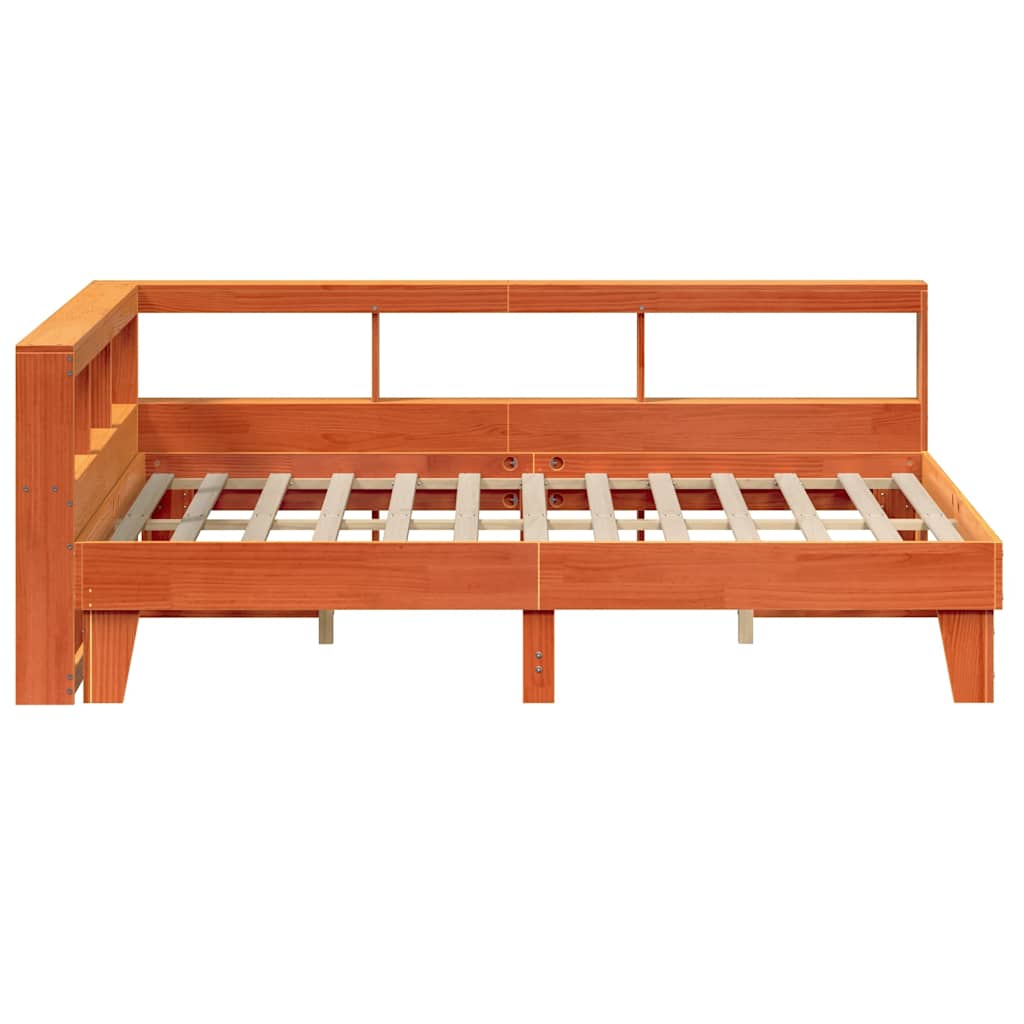 Bookcase Bed without Mattress Wax Brown 140x200cm Solid Wood Pine