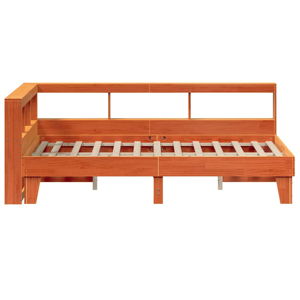 Bookcase Bed without Mattress Wax Brown 120x200cm Solid Wood Pine