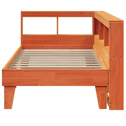 Bookcase Bed without Mattress Wax Brown 90x200cm Solid Wood Pine