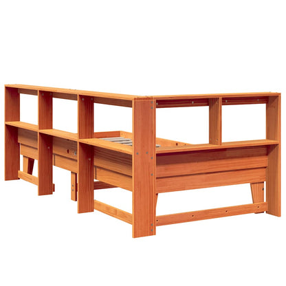 Bookcase Bed without Mattress Wax Brown 90x200cm Solid Wood Pine