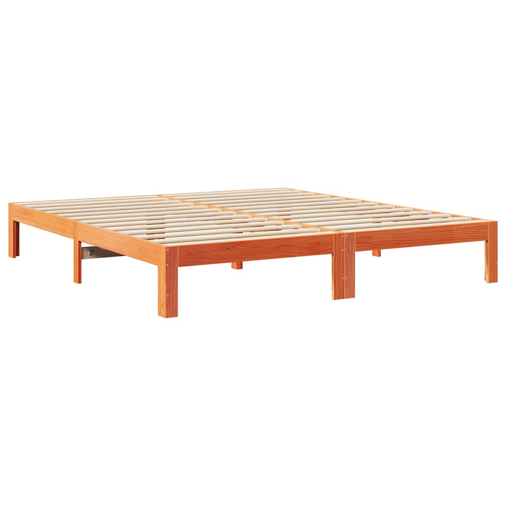 Family Bed Frame No Mattress Wax Brown 240x200 cm Solid Wood Pine