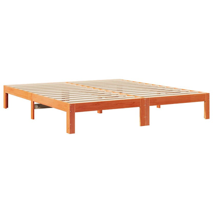 Family Bed Frame No Mattress Wax Brown 240x200 cm Solid Wood Pine