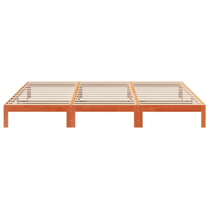Family Bed Frame No Mattress Wax Brown 240x200 cm Solid Wood Pine