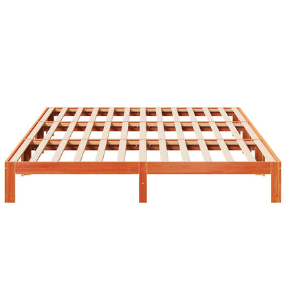 Family Bed Frame No Mattress Wax Brown 240x200 cm Solid Wood Pine