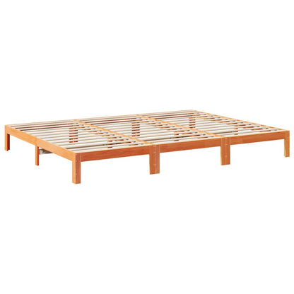 Family Bed Frame No Mattress Wax Brown 270x200 cm Solid Wood Pine
