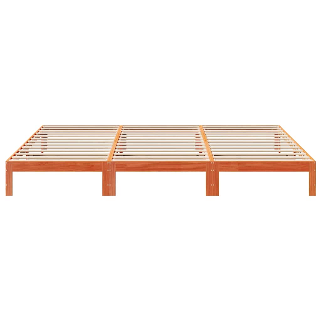 Family Bed Frame No Mattress Wax Brown 270x200 cm Solid Wood Pine