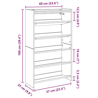 Shoe Rack Black 60x25x100 cm Engineered Wood