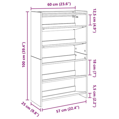 Shoe Rack Concrete Oak 60x25x100 cm Engineered Wood