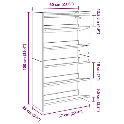 Shoe Rack Grey Sonoma 60x25x100 cm Engineered Wood