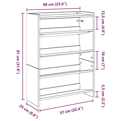 Shoe Rack White 60x25x81 cm Engineered Wood