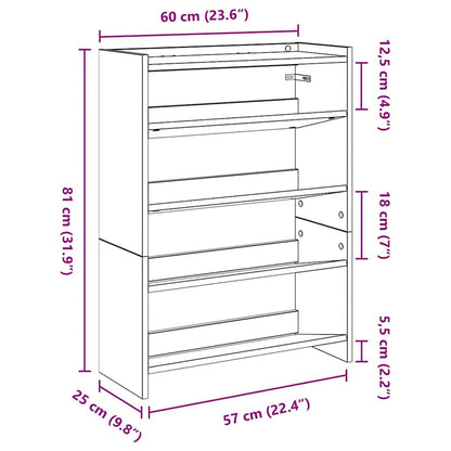 Shoe Rack Black 60x25x81 cm Engineered Wood