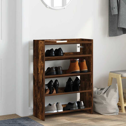 Shoe Rack Smoked Oak 60x25x81 cm Engineered Wood