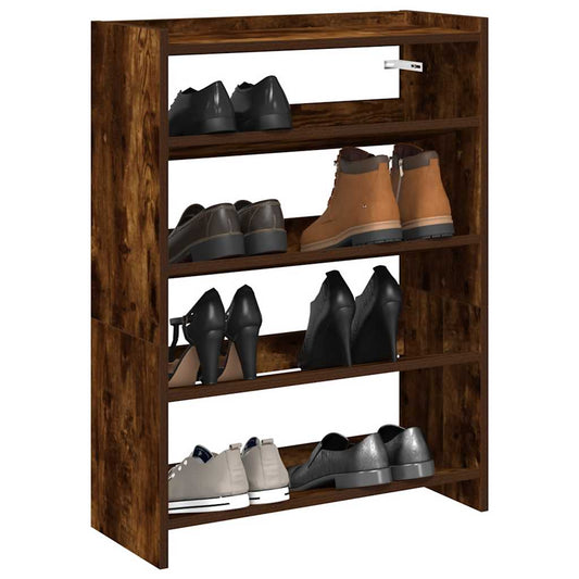 Shoe Rack Smoked Oak 60x25x81 cm Engineered Wood