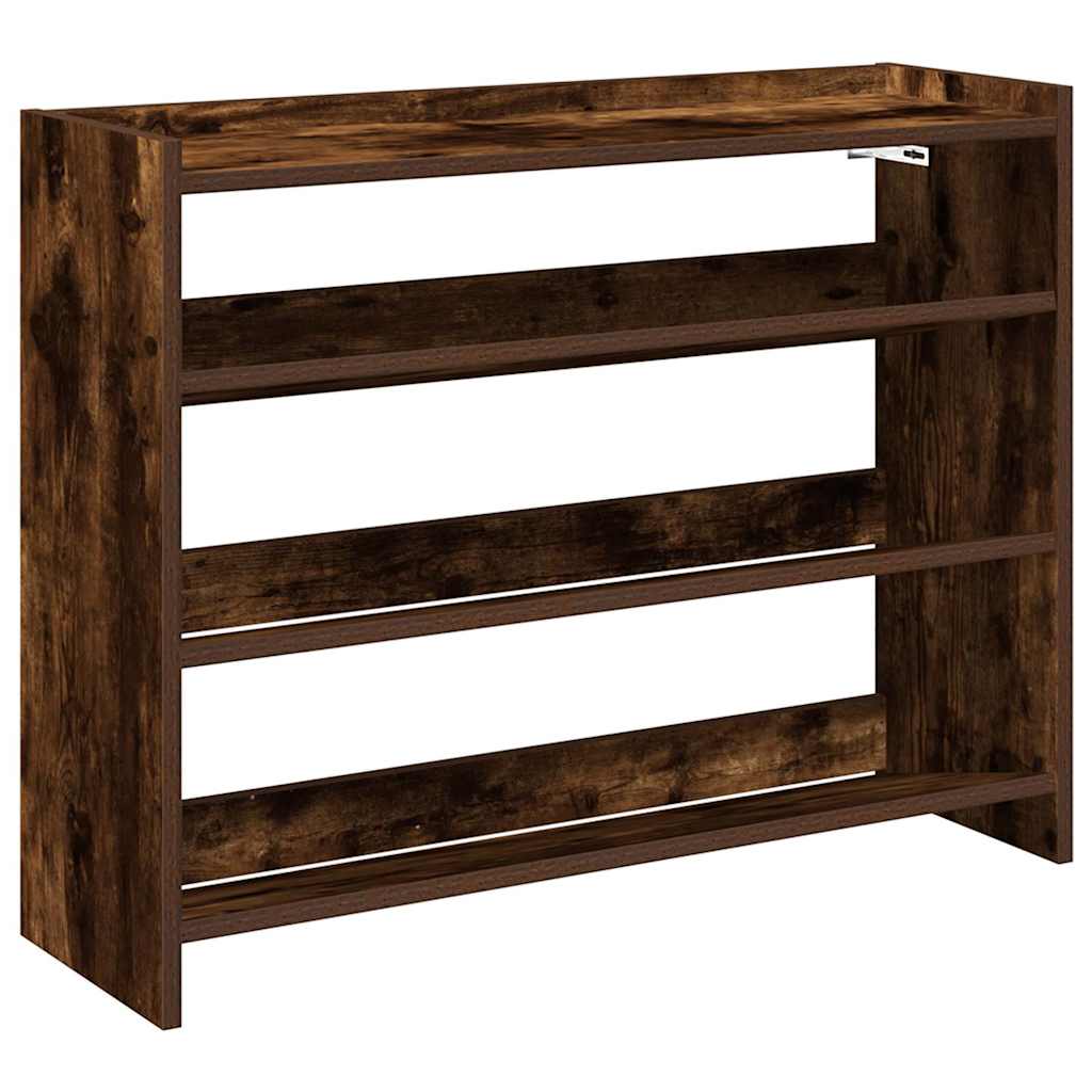 Shoe Rack Smoked Oak 80x25x62 cm Engineered Wood