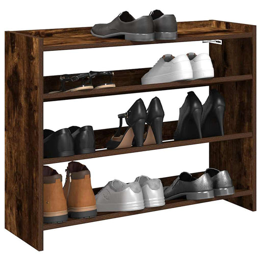 Shoe Rack Smoked Oak 80x25x62 cm Engineered Wood