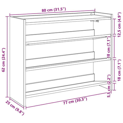 Shoe Rack Artisan Oak 80x25x62 cm Engineered Wood