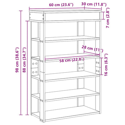 Shoe Rack Black 60x30x98 cm Engineered Wood