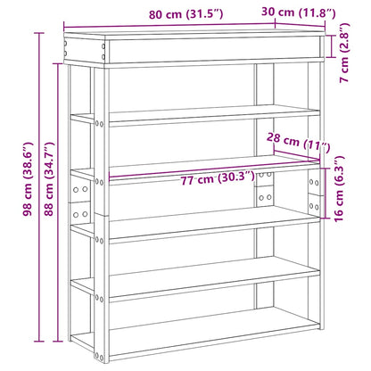 Shoe Rack Brown Oak 80x30x98 cm Engineered Wood