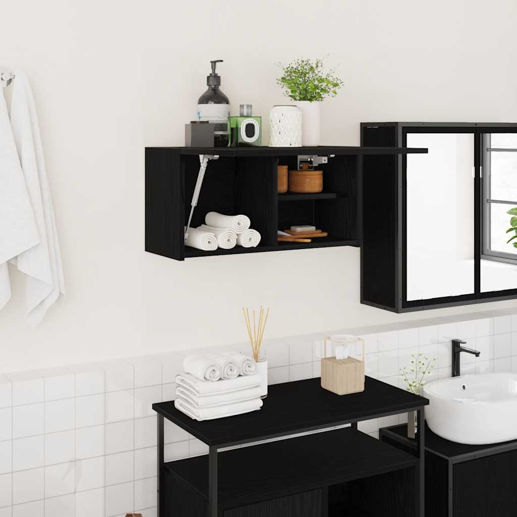 Bathroom Wall Cabinet Black 60x25x30 cm Engineered Wood