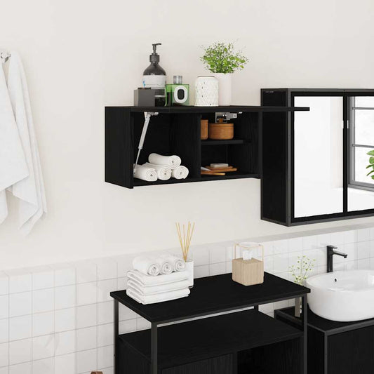 Bathroom Wall Cabinet Black 60x25x30 cm Engineered Wood