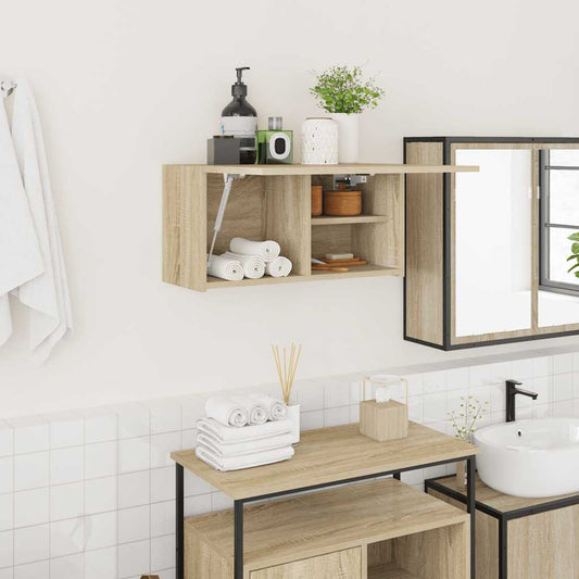 Bathroom Wall Cabinet Sonoma Oak 60x25x30 cm Engineered Wood