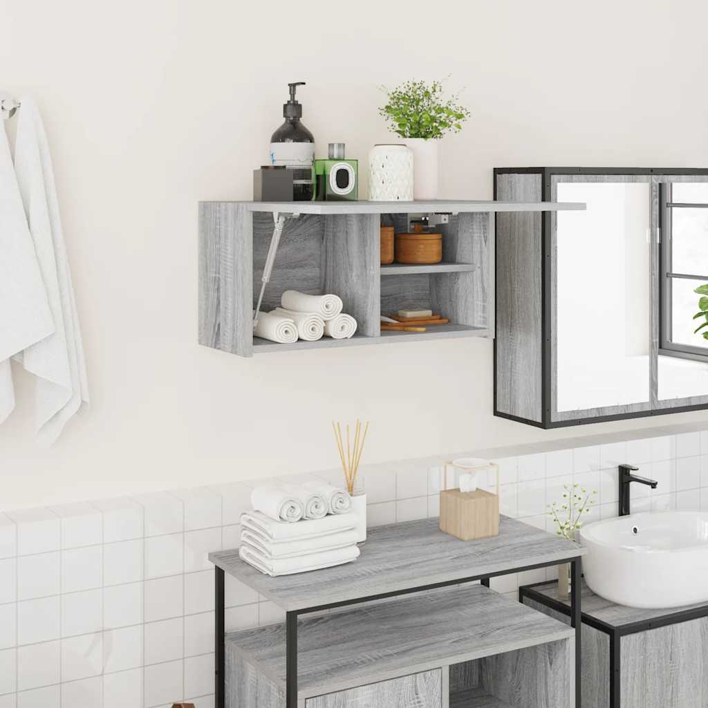 Bathroom Wall Cabinet Grey Sonoma 60x25x30 cm Engineered Wood