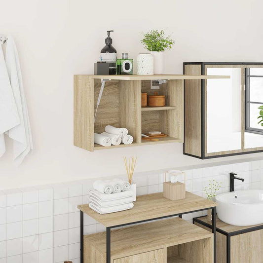 Bathroom Wall Cabinet Sonoma Oak 60x25x40 cm Engineered Wood