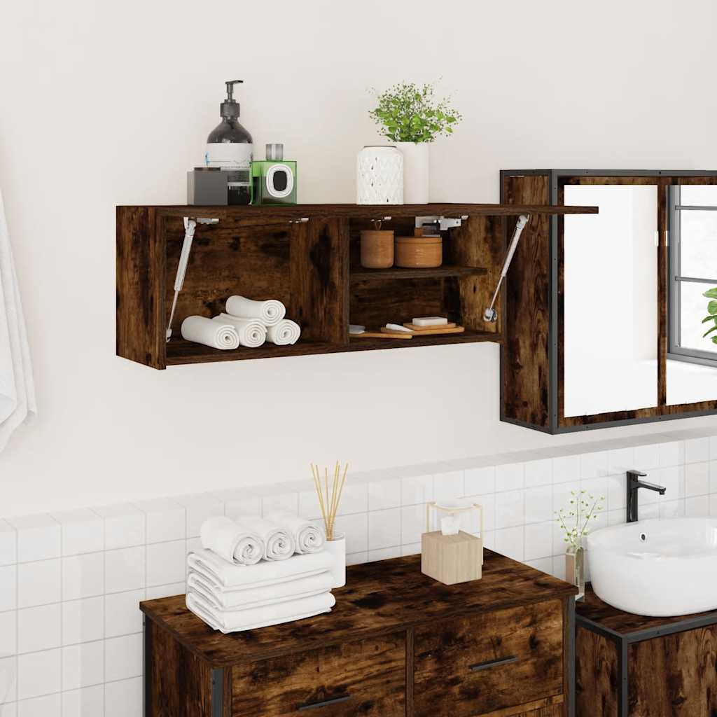 Bathroom Wall Cabinet Smoked Oak 80x25x30 cm Engineered Wood