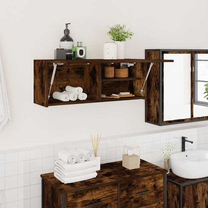 Bathroom Wall Cabinet Smoked Oak 80x25x30 cm Engineered Wood