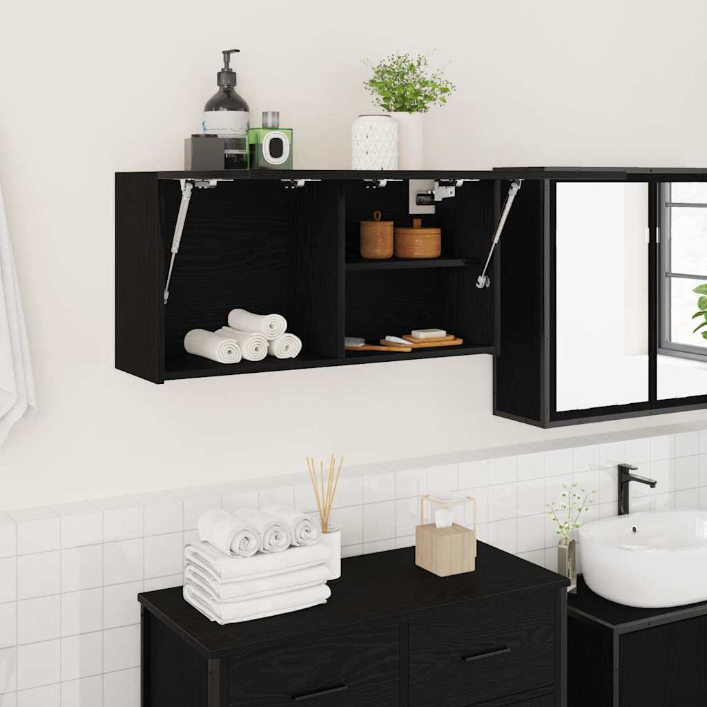 Bathroom Wall Cabinet Black 80x25x40 cm Engineered Wood