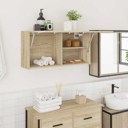 Bathroom Wall Cabinet Sonoma Oak 80x25x40 cm Engineered Wood